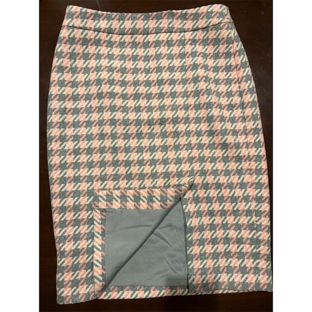 Talbots Women's 0P Pink‎ & Gray Houndstooth Pencil Skirt Knee Length - Picture 4 of 8